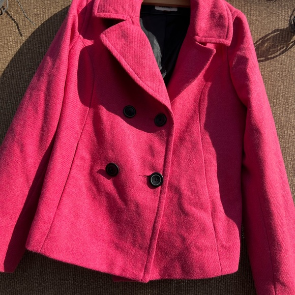 Merona Jackets & Blazers - Vintage Merona Pea Coat Wool Blend Pea Coat Jacket Hot Pink 2XL